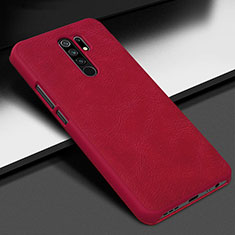 Funda Lujo Cuero Carcasa para Xiaomi Redmi 9 Prime India Rojo