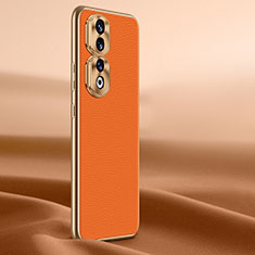 Funda Lujo Cuero Carcasa QK1 para Huawei Honor 90 Pro 5G Naranja