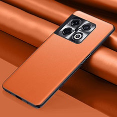Funda Lujo Cuero Carcasa QK1 para OnePlus 10 Pro 5G Naranja