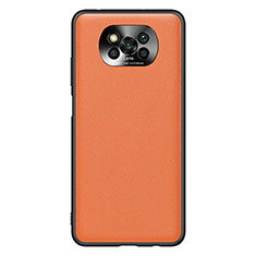 Funda Lujo Cuero Carcasa QK1 para Xiaomi Poco X3 NFC Naranja