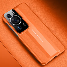 Funda Lujo Cuero Carcasa QK3 para Huawei P60 Naranja