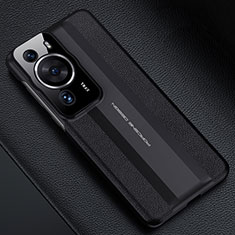 Funda Lujo Cuero Carcasa QK3 para Huawei P60 Negro