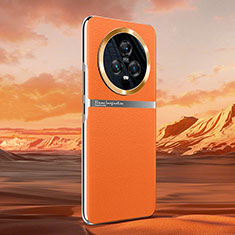 Funda Lujo Cuero Carcasa QK4 para Huawei Honor Magic5 5G Naranja
