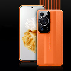 Funda Lujo Cuero Carcasa QK5 para Huawei P60 Naranja