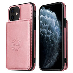 Funda Lujo Cuero Carcasa R01 para Apple iPhone 12 Oro Rosa