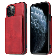 Funda Lujo Cuero Carcasa R01 para Apple iPhone 12 Pro Rojo