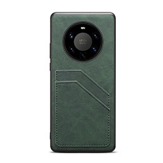 Funda Lujo Cuero Carcasa R01 para Huawei Mate 40 Pro+ Plus Verde Noche