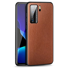 Funda Lujo Cuero Carcasa R01 para Huawei Nova 7 SE 5G Marron