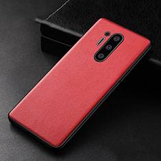 Funda Lujo Cuero Carcasa R01 para OnePlus 8 Pro Rojo