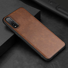 Funda Lujo Cuero Carcasa R01 para Oppo Find X2 Marron