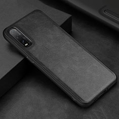 Funda Lujo Cuero Carcasa R01 para Oppo Find X2 Negro