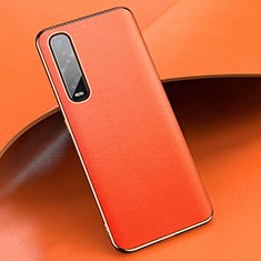 Funda Lujo Cuero Carcasa R01 para Oppo Find X2 Pro Naranja