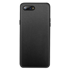 Funda Lujo Cuero Carcasa R01 para Oppo K1 Negro