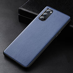 Funda Lujo Cuero Carcasa R01 para Oppo Reno4 Pro 5G Azul