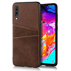 Funda Lujo Cuero Carcasa R01 para Samsung Galaxy A90 5G Marron