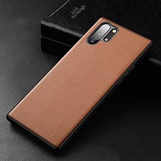 Funda Lujo Cuero Carcasa R01 para Samsung Galaxy Note 10 Plus Naranja