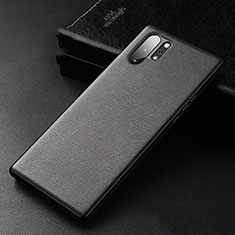 Funda Lujo Cuero Carcasa R01 para Samsung Galaxy Note 10 Plus Negro