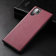 Funda Lujo Cuero Carcasa R01 para Samsung Galaxy Note 10 Plus Rojo