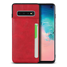 Funda Lujo Cuero Carcasa R01 para Samsung Galaxy S10 Rojo