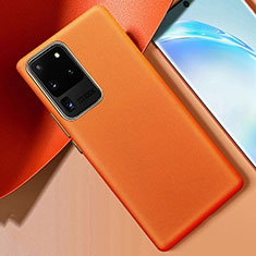 Funda Lujo Cuero Carcasa R01 para Samsung Galaxy S20 Ultra Naranja