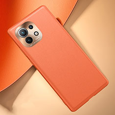 Funda Lujo Cuero Carcasa R01 para Xiaomi Mi 11 Lite 5G Naranja