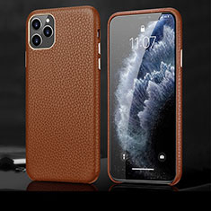 Funda Lujo Cuero Carcasa R02 para Apple iPhone 11 Pro Max Marron