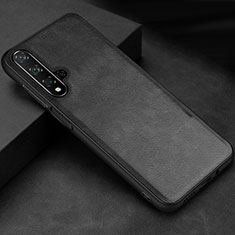 Funda Lujo Cuero Carcasa R02 para Huawei Nova 5T Negro