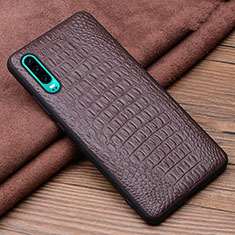 Funda Lujo Cuero Carcasa R02 para Huawei P30 Marron