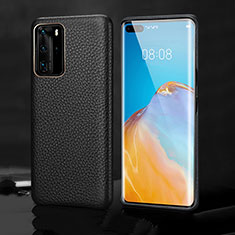 Funda Lujo Cuero Carcasa R02 para Huawei P40 Pro Negro