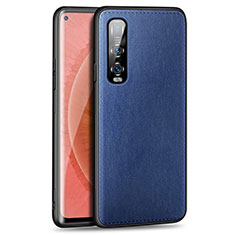 Funda Lujo Cuero Carcasa R02 para Oppo Find X2 Pro Azul