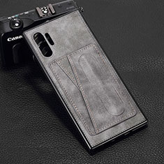 Funda Lujo Cuero Carcasa R02 para Samsung Galaxy Note 10 Plus Gris