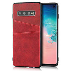 Funda Lujo Cuero Carcasa R02 para Samsung Galaxy S10 Rojo