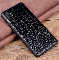 Funda Lujo Cuero Carcasa R02 para Xiaomi Mi Note 10 Pro Negro