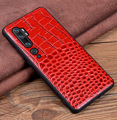 Funda Lujo Cuero Carcasa R02 para Xiaomi Mi Note 10 Pro Rojo