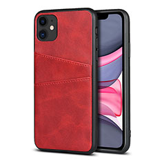 Funda Lujo Cuero Carcasa R03 para Apple iPhone 11 Rojo