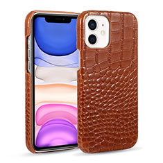 Funda Lujo Cuero Carcasa R03 para Apple iPhone 12 Marron