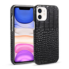 Funda Lujo Cuero Carcasa R03 para Apple iPhone 12 Negro