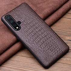 Funda Lujo Cuero Carcasa R03 para Huawei Nova 5 Marron