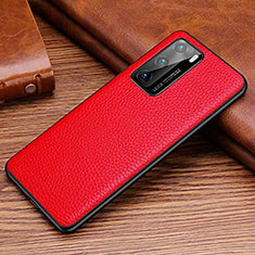 Funda Lujo Cuero Carcasa R03 para Huawei P40 Rojo