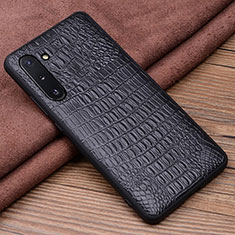 Funda Lujo Cuero Carcasa R03 para Samsung Galaxy Note 10 Negro