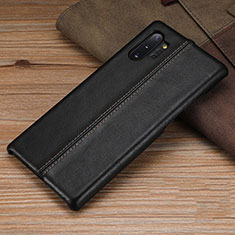 Funda Lujo Cuero Carcasa R03 para Samsung Galaxy Note 10 Plus Negro