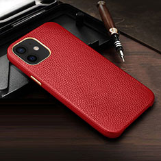 Funda Lujo Cuero Carcasa R04 para Apple iPhone 12 Mini Rojo