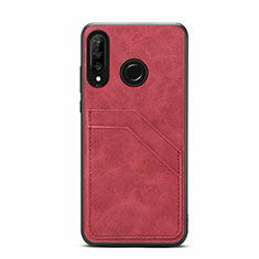 Funda Lujo Cuero Carcasa R04 para Huawei P30 Lite New Edition Rojo