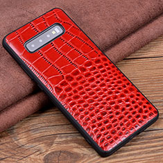 Funda Lujo Cuero Carcasa R04 para Samsung Galaxy S10 5G Rojo