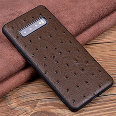 Funda Lujo Cuero Carcasa R04 para Samsung Galaxy S10 Plus Marron