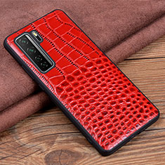 Funda Lujo Cuero Carcasa R05 para Huawei Nova 7 SE 5G Rojo