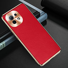 Funda Lujo Cuero Carcasa R05 para Xiaomi Mi 11 Lite 4G Rojo