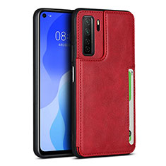 Funda Lujo Cuero Carcasa R06 para Huawei Nova 7 SE 5G Rojo