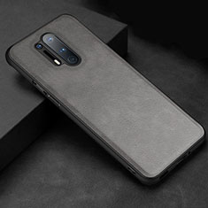 Funda Lujo Cuero Carcasa R06 para OnePlus 8 Pro Gris