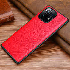 Funda Lujo Cuero Carcasa R06 para Xiaomi Mi 11 5G Rojo